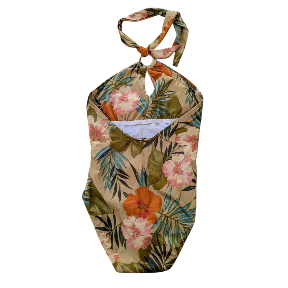 Ralph Lauren Floral Tropical Printed Halter One-Piece Swimsuit US 14 - Picture 2 of 6